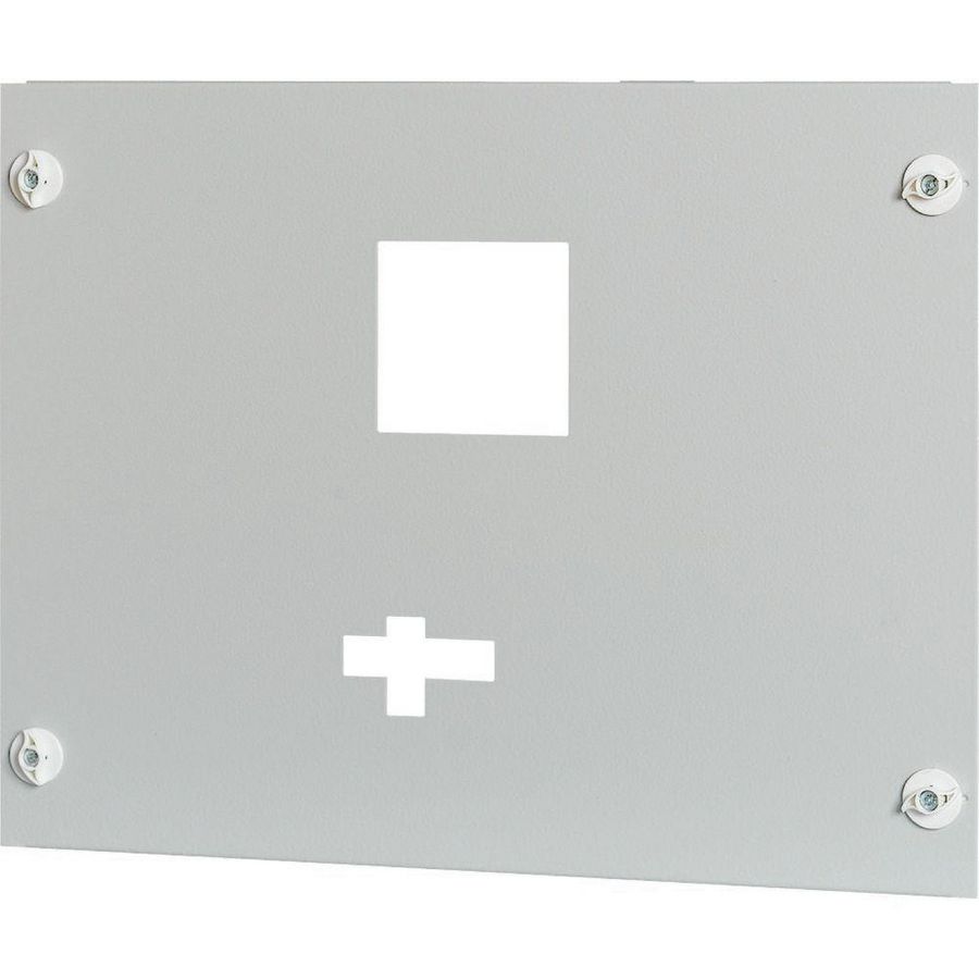 Frontplaat plaatstaal 1xNZM2+XFI vert.aansl. 400x600mm grijs