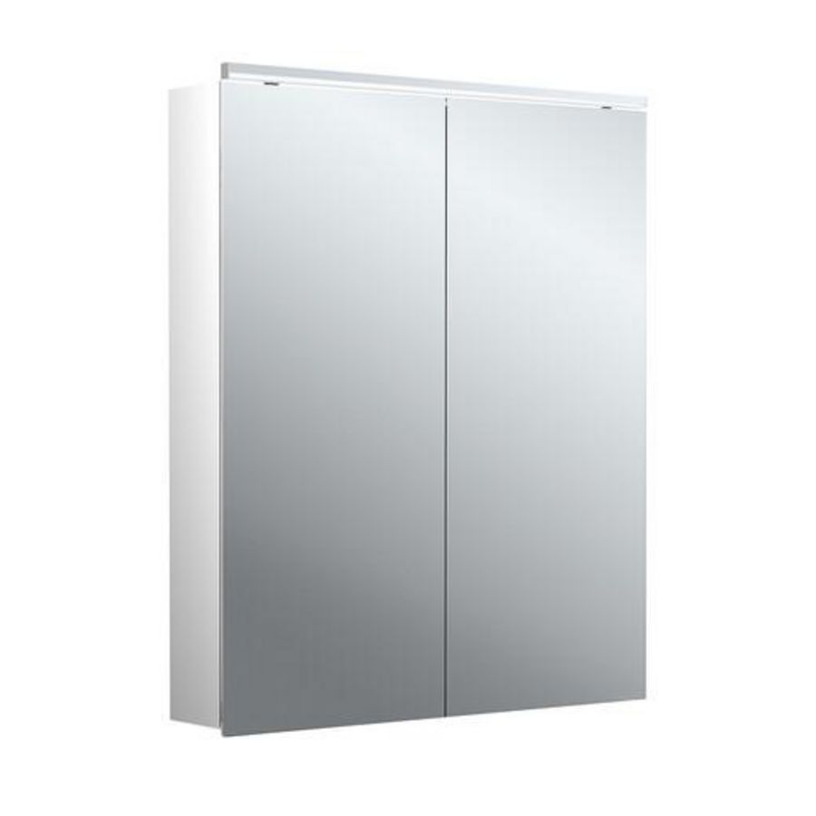 Led-spiegelkast Flat-2 Classic 600mm aluminium opbouw 2 deuren H=729mm