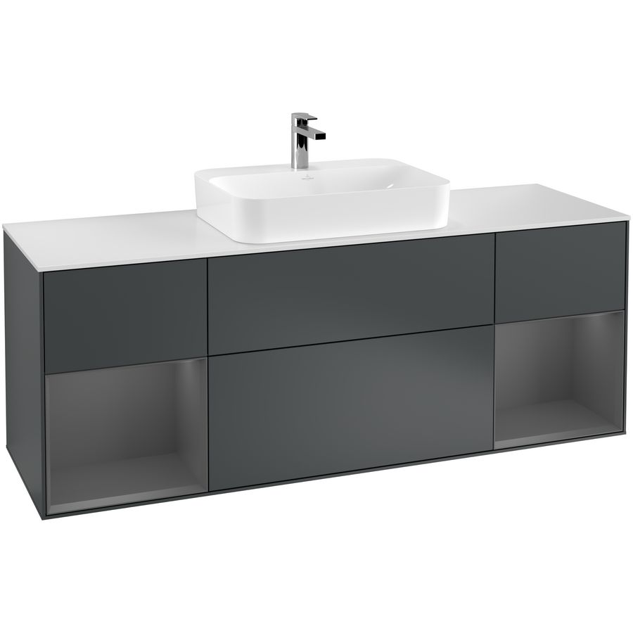 Wastafelonderkast Finion 1600x603x501mm Mid.Blue Matt Lacquer F451GKHG