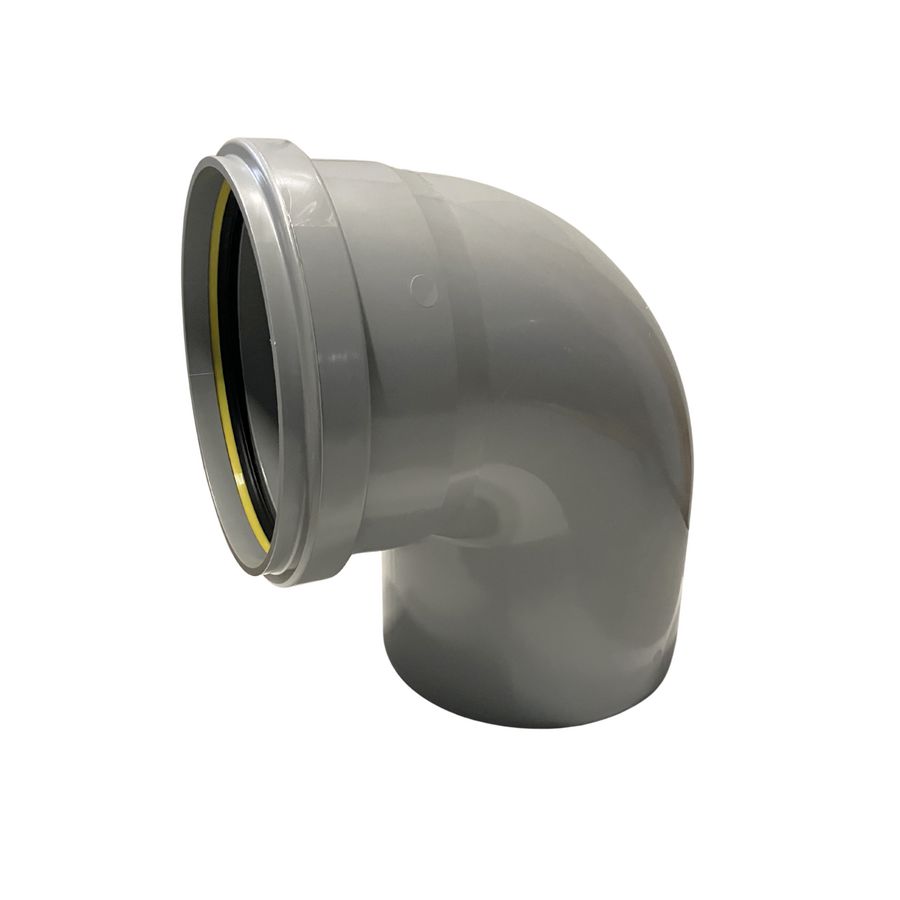 PVC manchet bocht 88° 250mm SN4 grijs mof/spie