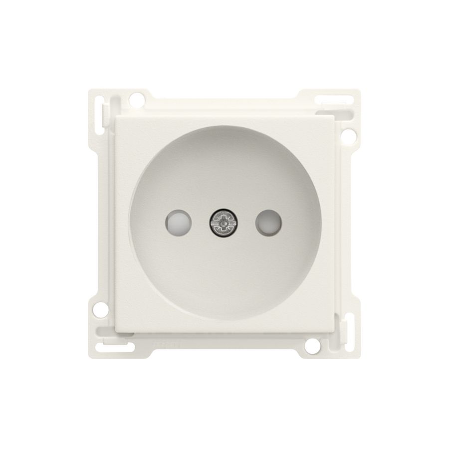 Afwerkingsset voor stopcontact zonder aarding met beschermingsafsluite cotton white textured