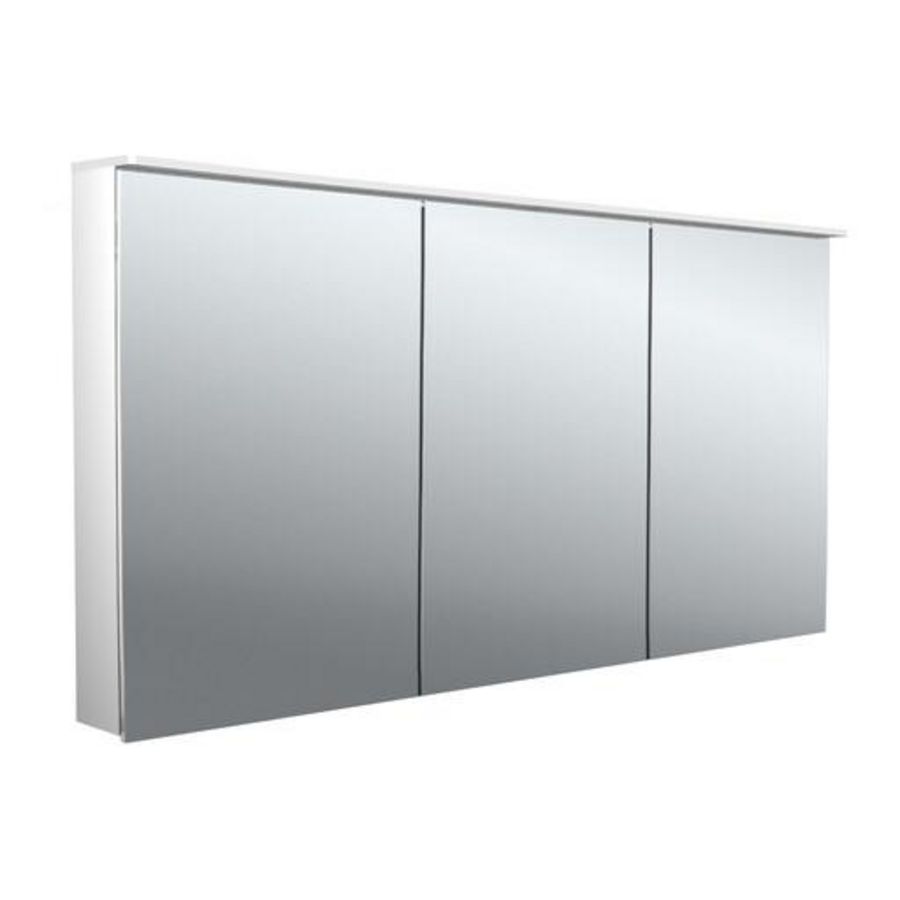Led-spiegelkast Flat-2 Design 1400mm aluminium opbouw 3 deuren H=711mm
