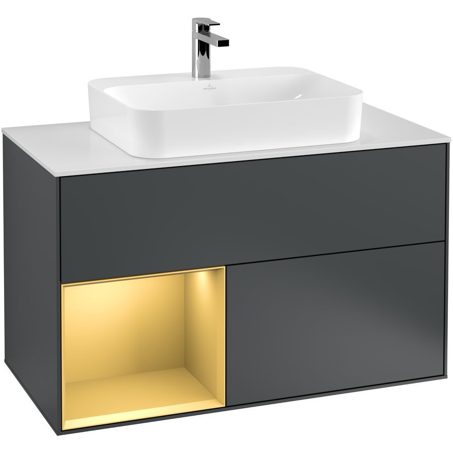 Wastafelonderkast Finion 1000x603x501mm Mid.Blue Matt Lacquer F361HFHG