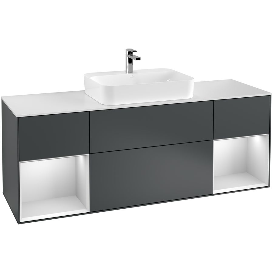 Wastafelonderkast Finion 1600x603x501mm Mid.Blue Matt Lacquer F451MTHG