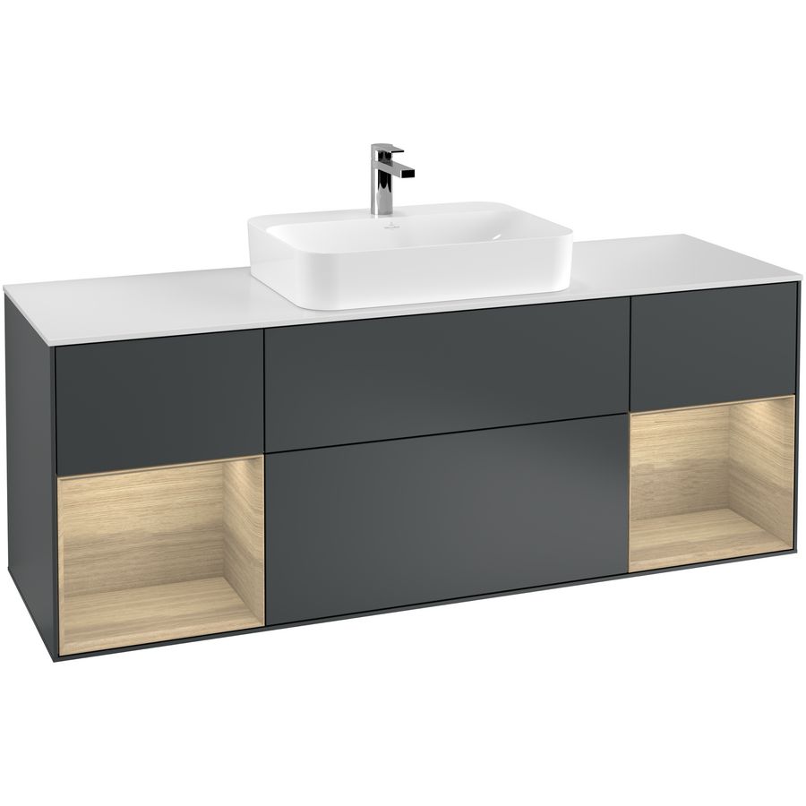 Wastafelonderkast Finion 1600x603x501mm Mid.Blue Matt Lacquer F451PCHG