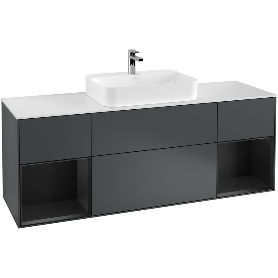 Wastafelonderkast Finion 1600x603x501mm Mid.Blue Matt Lacquer F451PDHG