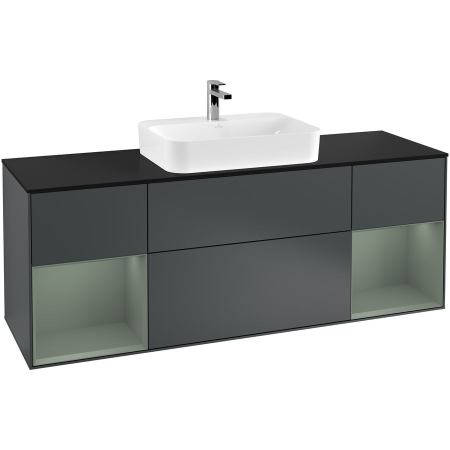Wastafelonderkast Finion 1600x603x501mm Mid.Blue Matt Lacquer F452GMHG