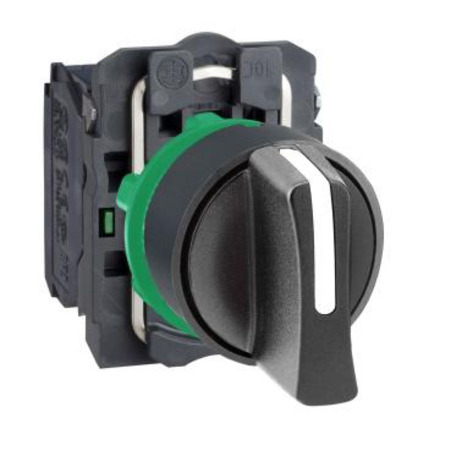 Keuzeschakelaar 22mm 230V AC 3 standen 2NO Zwart Harmony XB5
