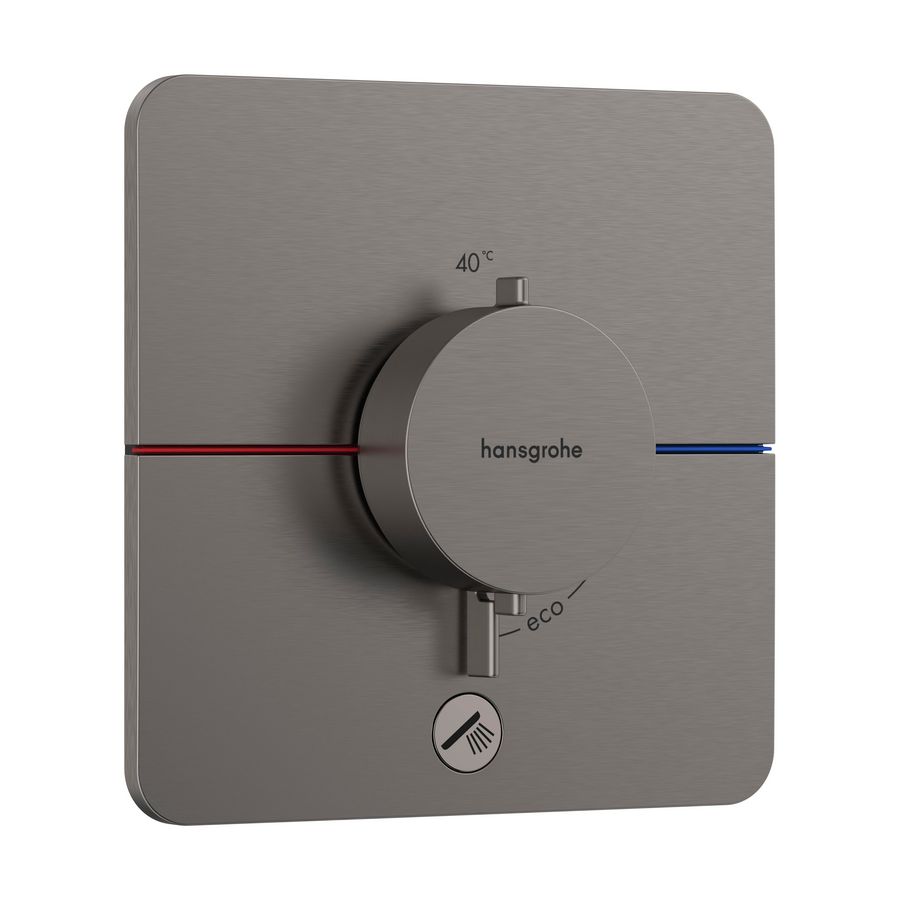 Comfort Q thermostaat afbouwdeel tbv inbouw voor 1 functie en extra uitgang Brushed Black Chrome