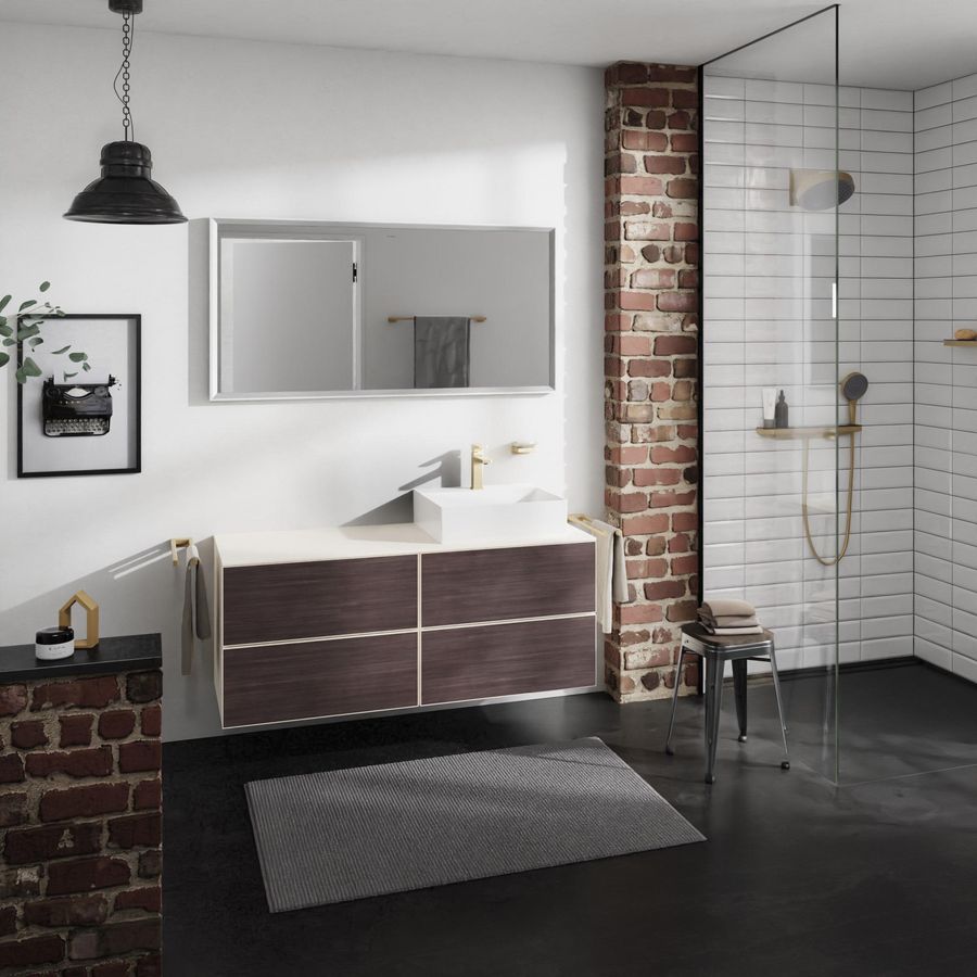 Onderkast Sand Matt beige / front dark oak 1370x550mm 4x la Cons.R Xevolos E 54240730