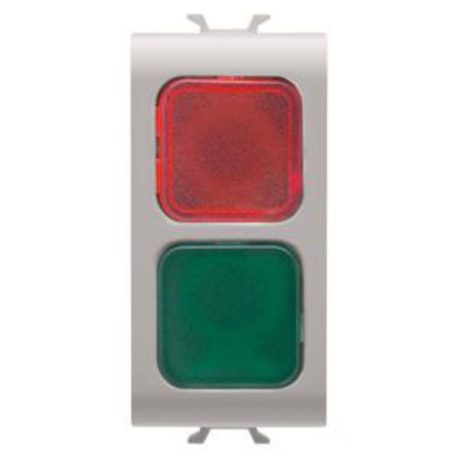 DOUBLE INDICATOR LAMP-RED/GREEN-1 MODULE-NATURAL SATIN