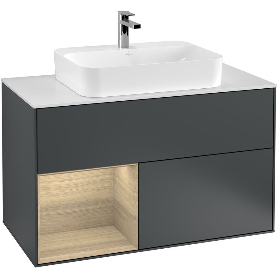 Wastafelonderkast Finion 1000x603x501mm Mid.Blue Matt Lacquer F361PCHG