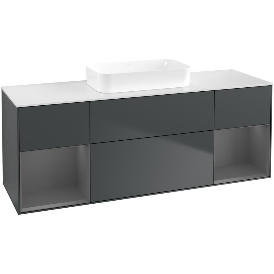 Wastafelonderkast Finion 1600x603x501mm Mid.Blue Matt Lacquer F741GKHG