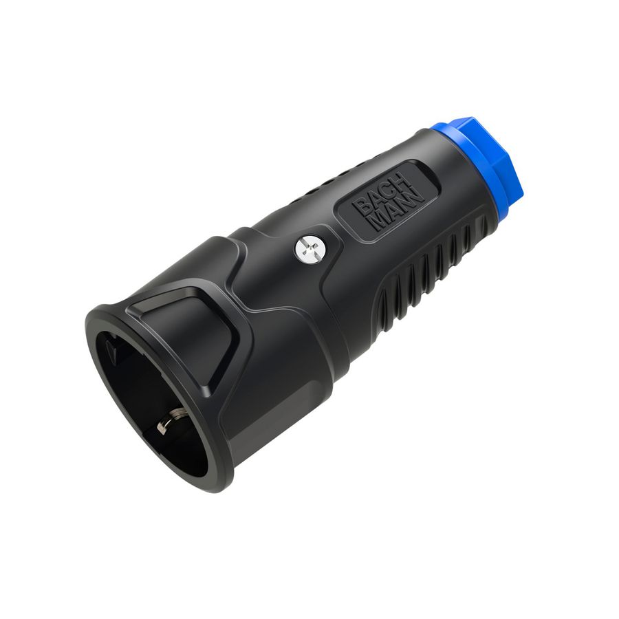 Contrastekker RA geaard massief rubber zwart/blauw