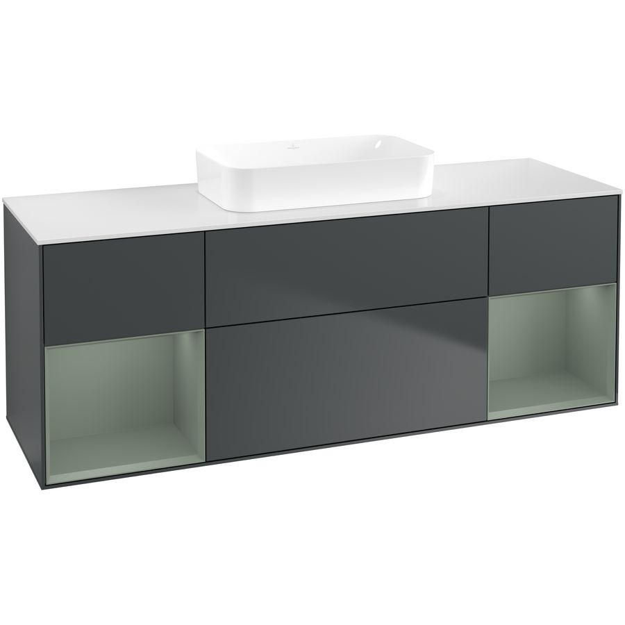 Wastafelonderkast Finion 1600x603x501mm Mid.Blue Matt Lacquer F741GMHG