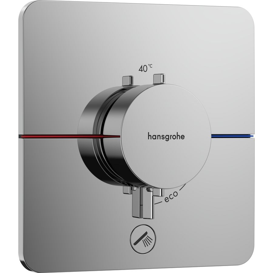 Comfort Q thermostaat afbouwdeel tbv inbouw voor 1 functie en extra uitgang chroom