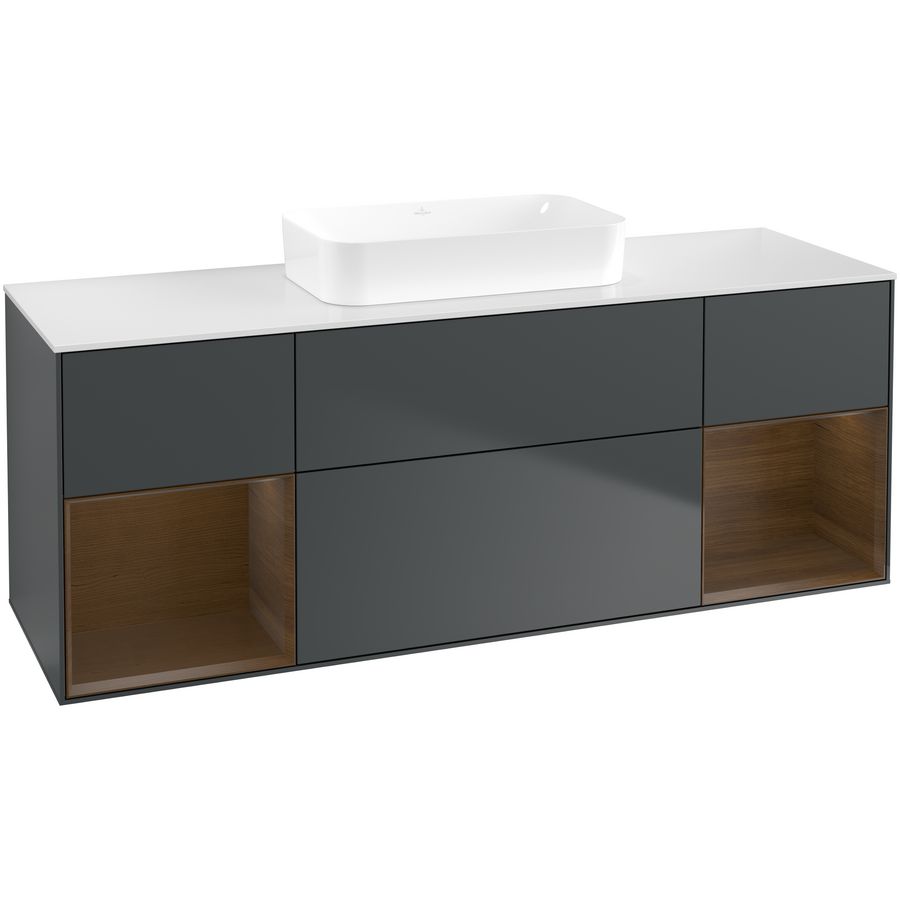 Wastafelonderkast Finion 1600x603x501mm Mid.Blue Matt Lacquer F741GNHG
