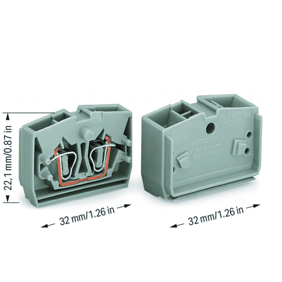 2-draads tussenklem z. drukknop 1-polig 264-321 VVE=100