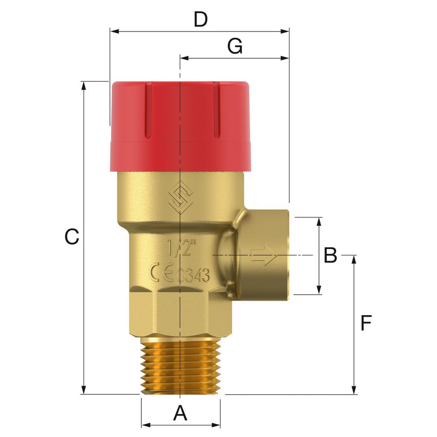 Veiligheidsventiel Prescor 1/2"bt.xbn. 3bar