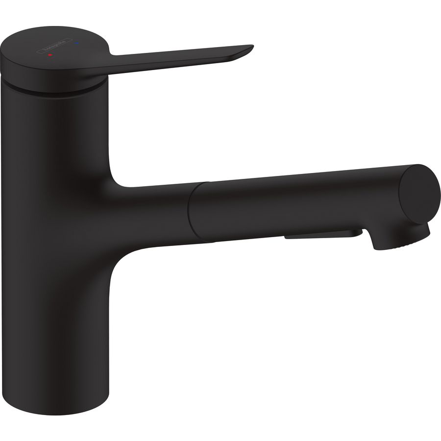 Zesis M33 1-hendel keukenkraan 150 metalen uittrekbare vuistdouche 2 straalsoorten mat zwart
