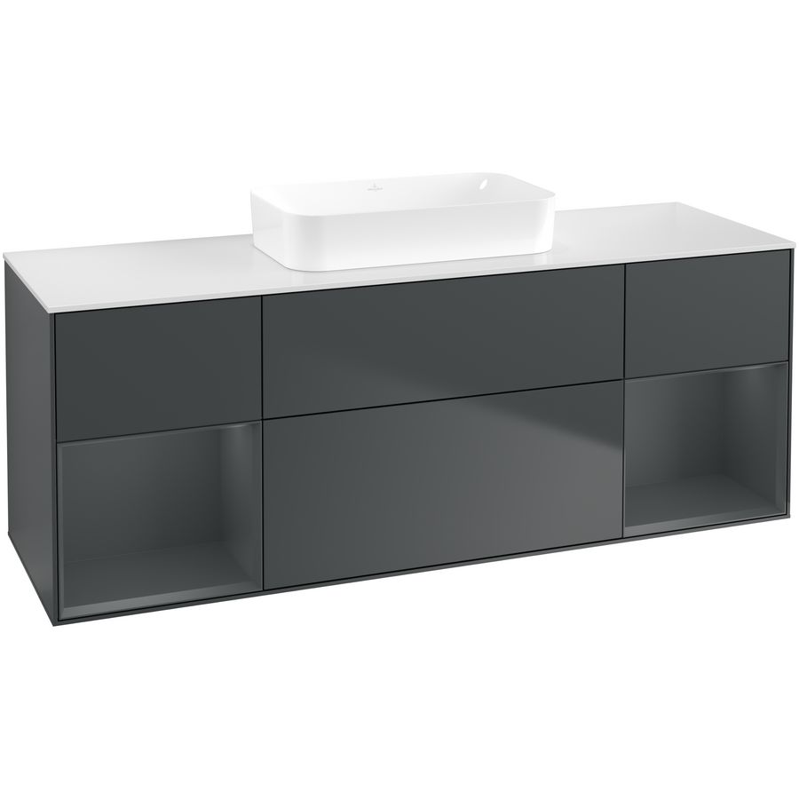 Wastafelonderkast Finion 1600x603x501mm Mid.Blue Matt Lacquer F741HGHG