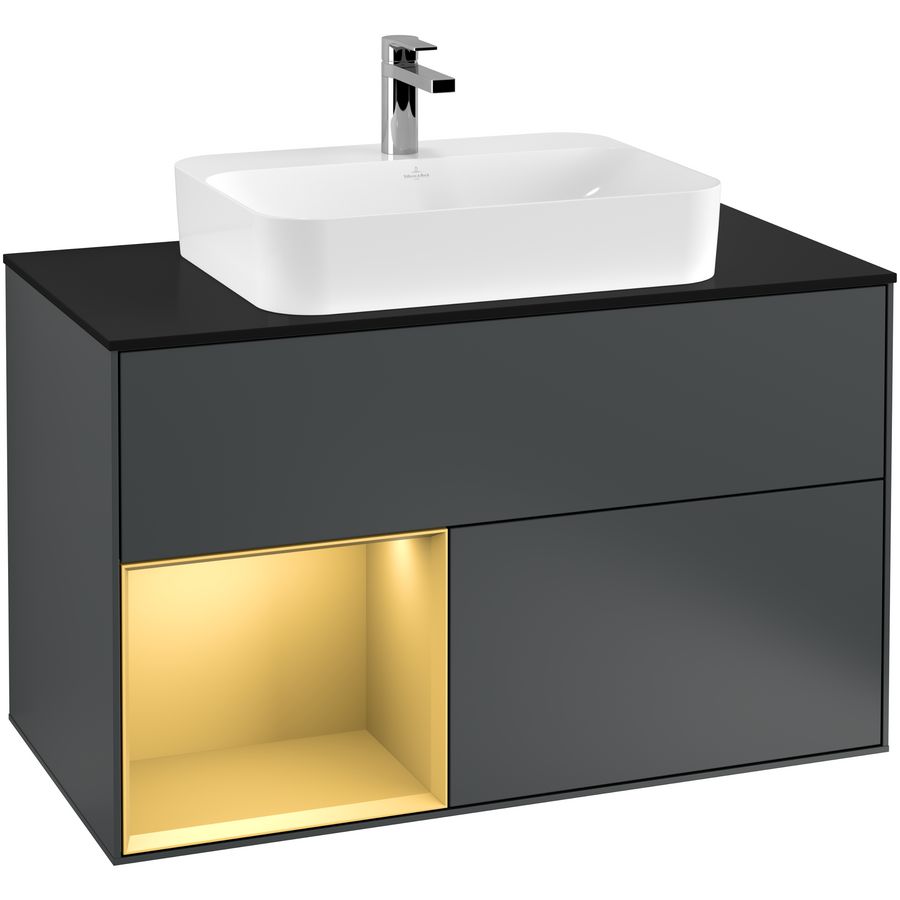 Wastafelonderkast Finion 1000x603x501mm Mid.Blue Matt Lacquer F362HFHG