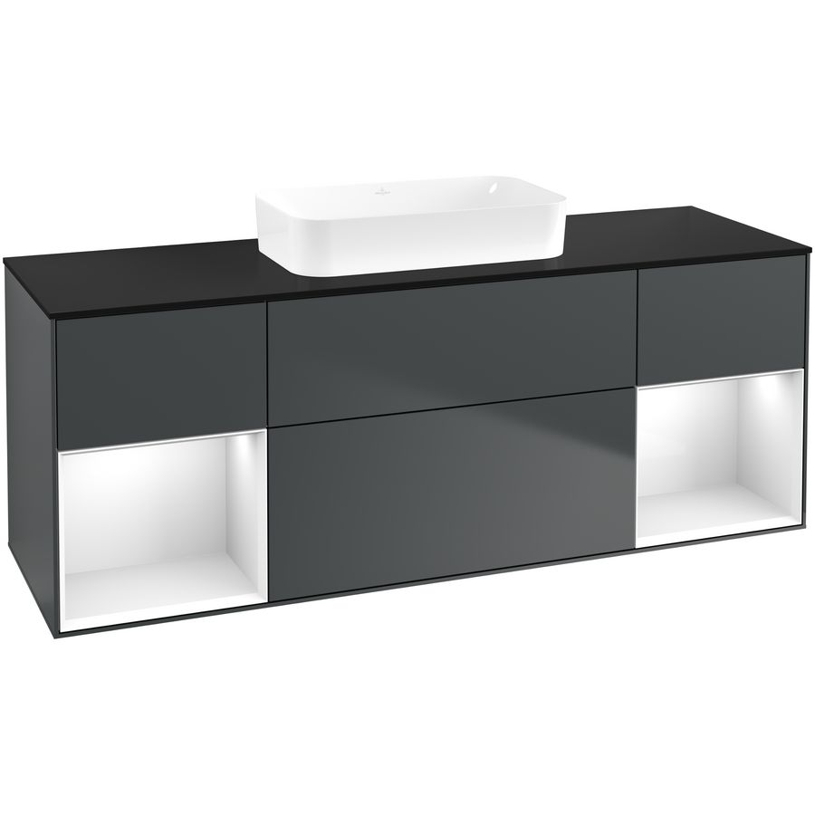 Wastafelonderkast Finion 1600x603x501mm Mid.Blue Matt Lacquer F742GFHG