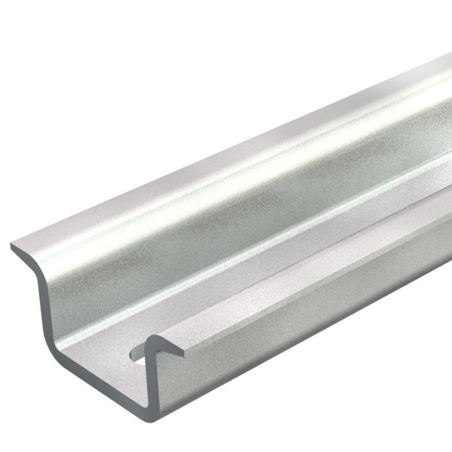 Lengte a 2m. DIN-rail geperforeerd 225mm 35x15mm staal verzinkt.