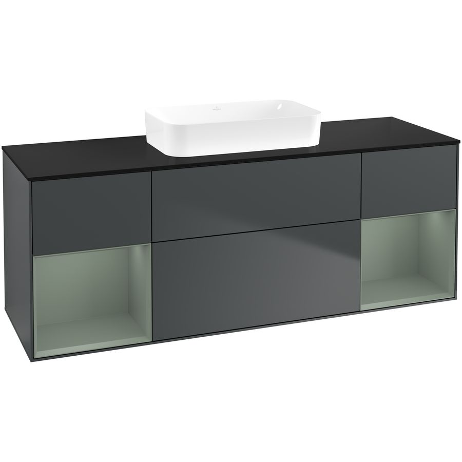 Wastafelonderkast Finion 1600x603x501mm Mid.Blue Matt Lacquer F742GMHG