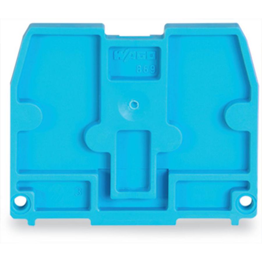 Afsluitplaat klemmen klikvoetje 2,5mm dik blauw VVE=25