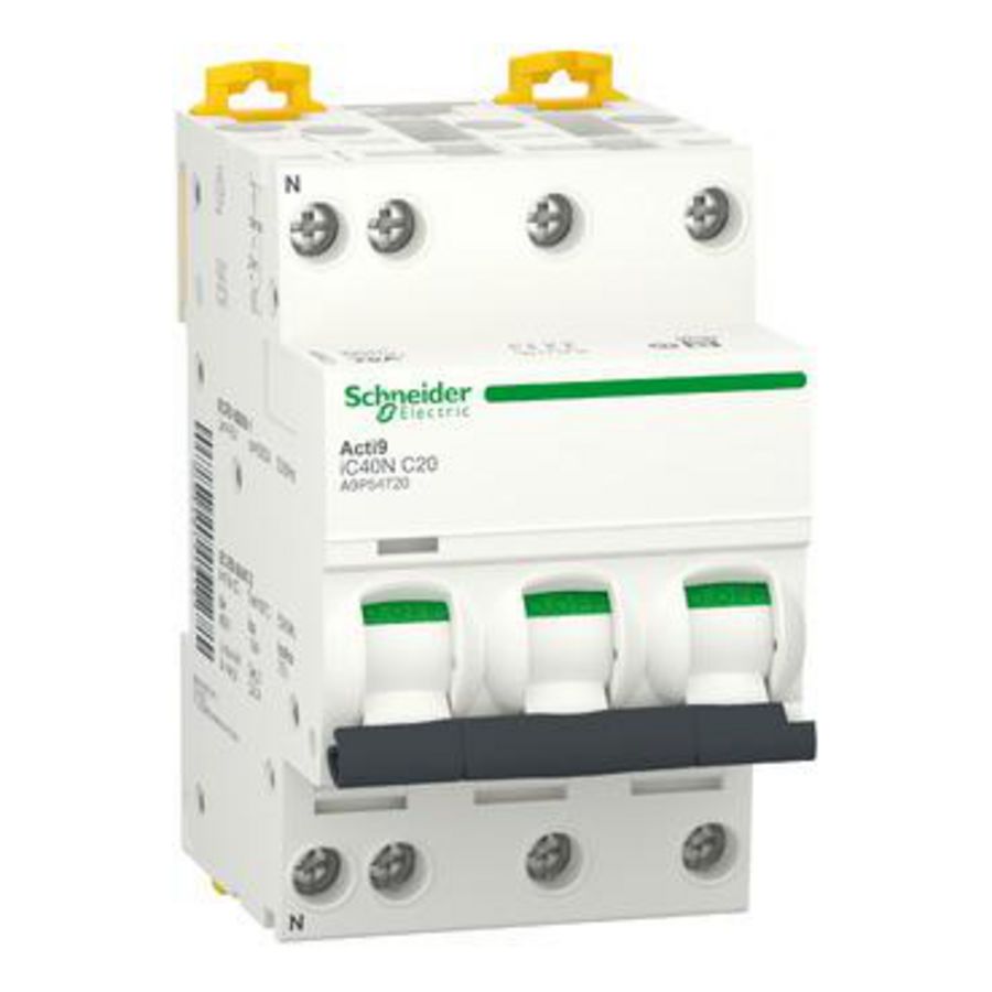 Installatieautomaat 3-polig + Nul 20A C-karakteristiek 60 Acti9 iC40N