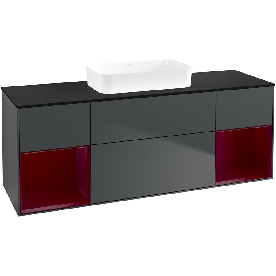 Wastafelonderkast Finion 1600x603x501mm Mid.Blue Matt Lacquer F742HBHG