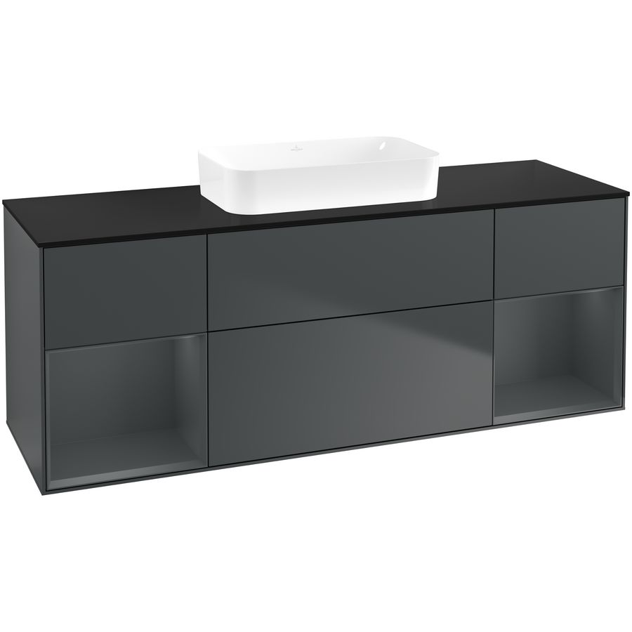 Wastafelonderkast Finion 1600x603x501mm Mid.Blue Matt Lacquer F742HGHG
