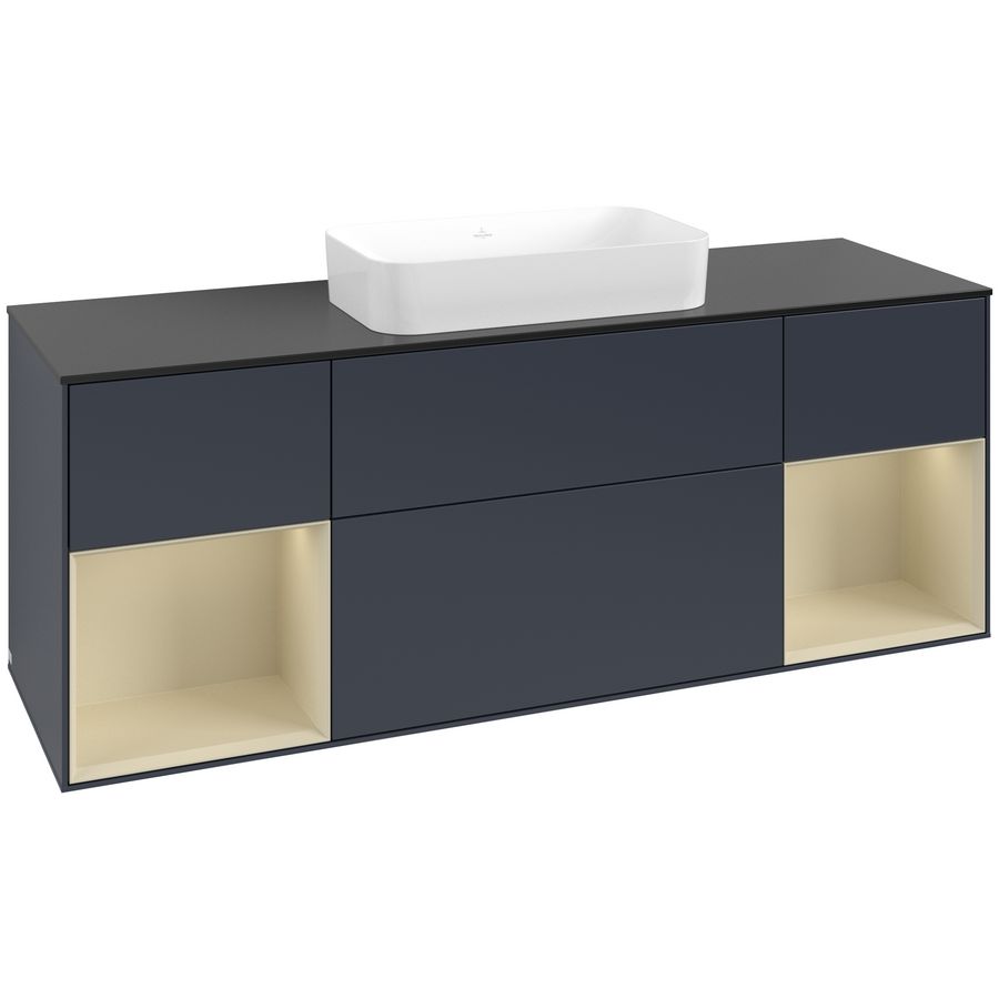 Wastafelonderkast Finion 1600x603x501mm Mid.Blue Matt Lacquer F742HJHG