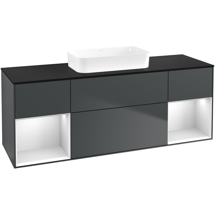 Wastafelonderkast Finion 1600x603x501mm Mid.Blue Matt Lacquer F742MTHG