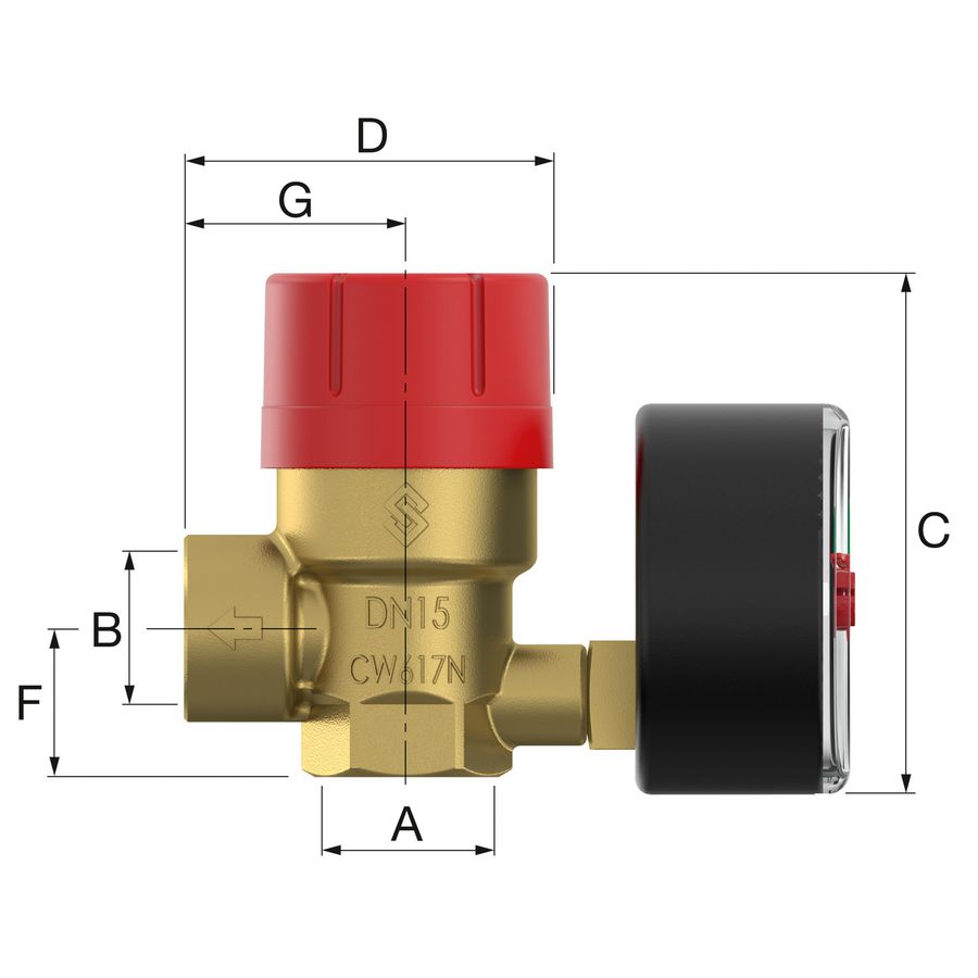 Veiligheidsventiel Prescomano 1/2 x 3/4 - 3bar TRD