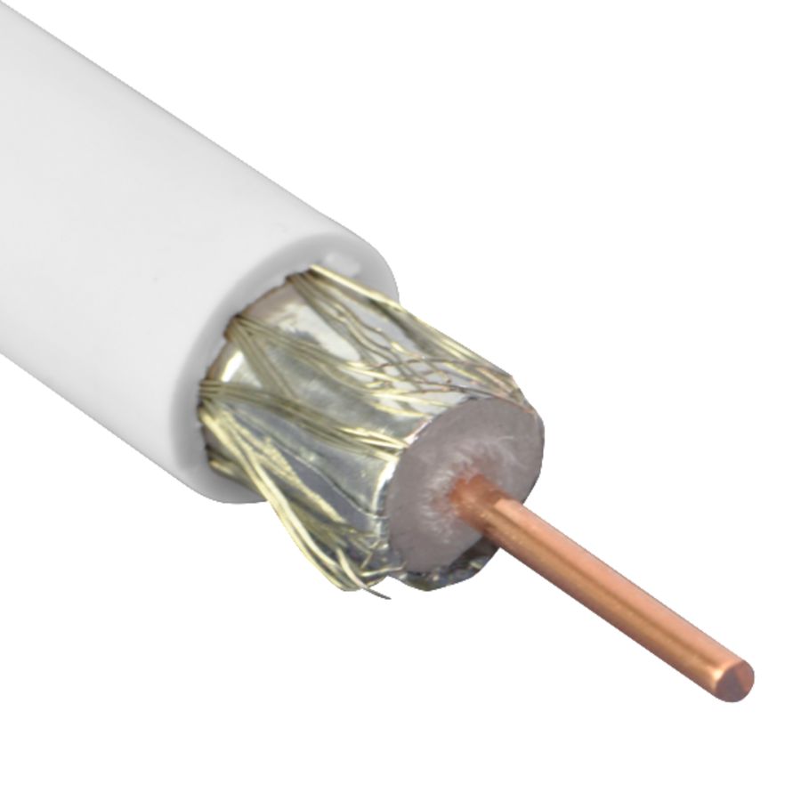 Haspel a 100m. Coaxiaalkabel 75ohm HF-dicht FRNC Dca wit