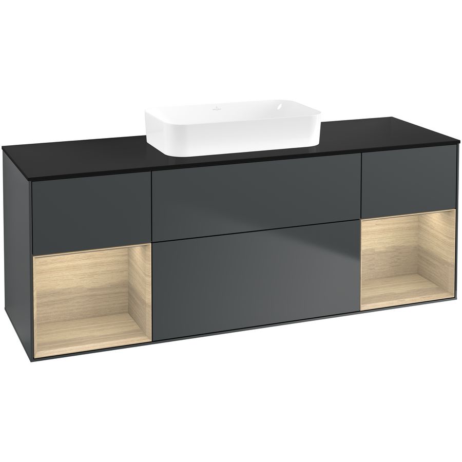 Wastafelonderkast Finion 1600x603x501mm Mid.Blue Matt Lacquer F742PCHG