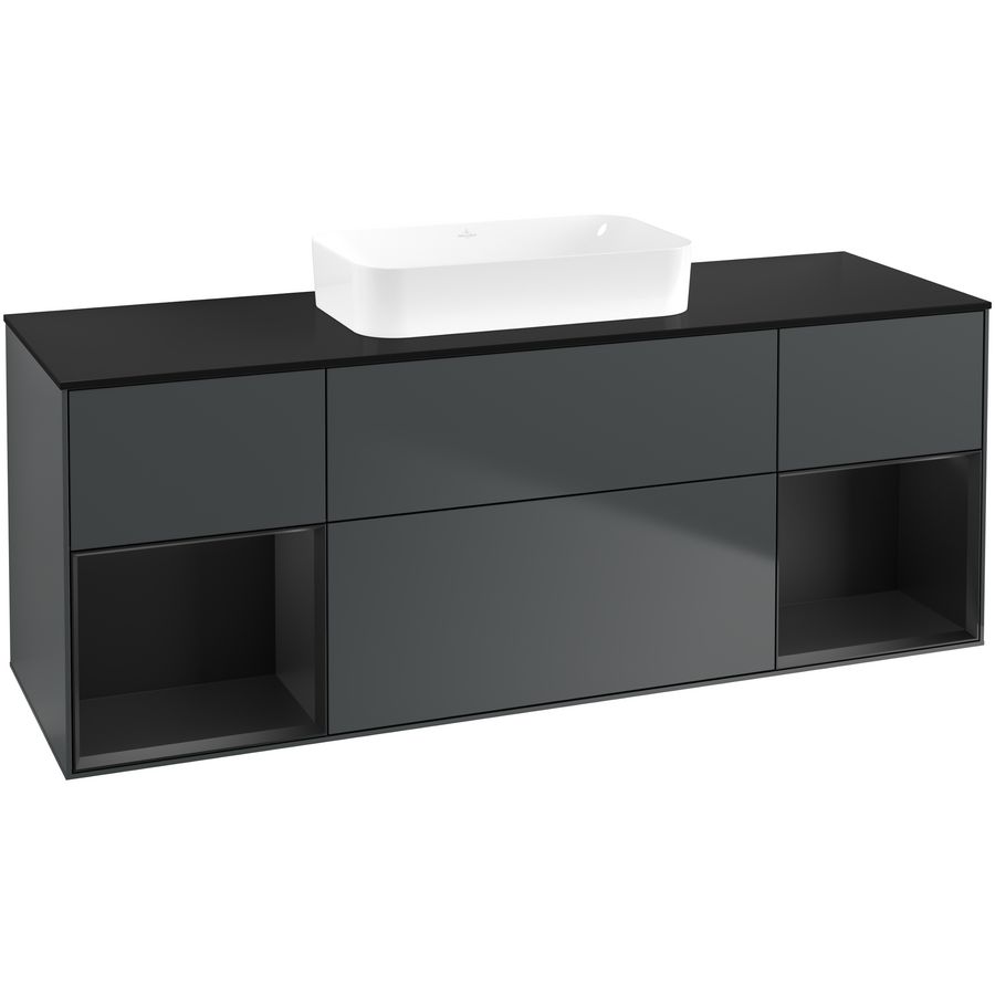 Wastafelonderkast Finion 1600x603x501mm Mid.Blue Matt Lacquer F742PDHG