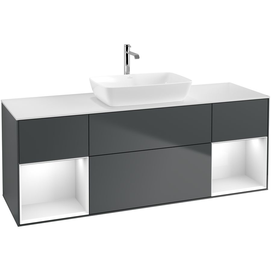 Wastafelonderkast Finion 1600x603x501mm Mid.Blue Matt Lacquer F861GFHG