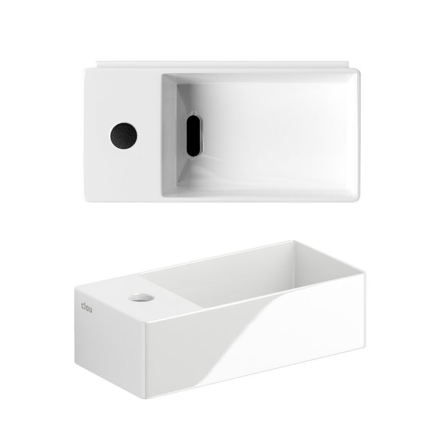 New Flush 3 fontein links wit keramiek met kraangat en af