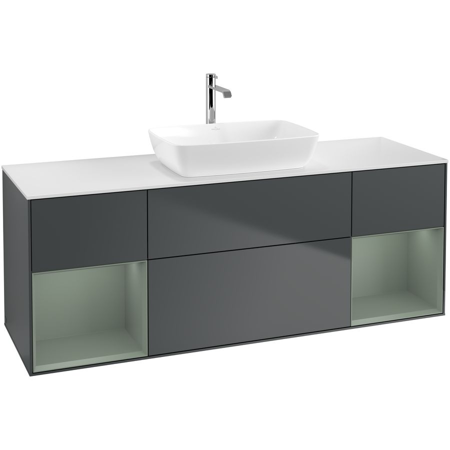 Wastafelonderkast Finion 1600x603x501mm Mid.Blue Matt Lacquer F861GMHG