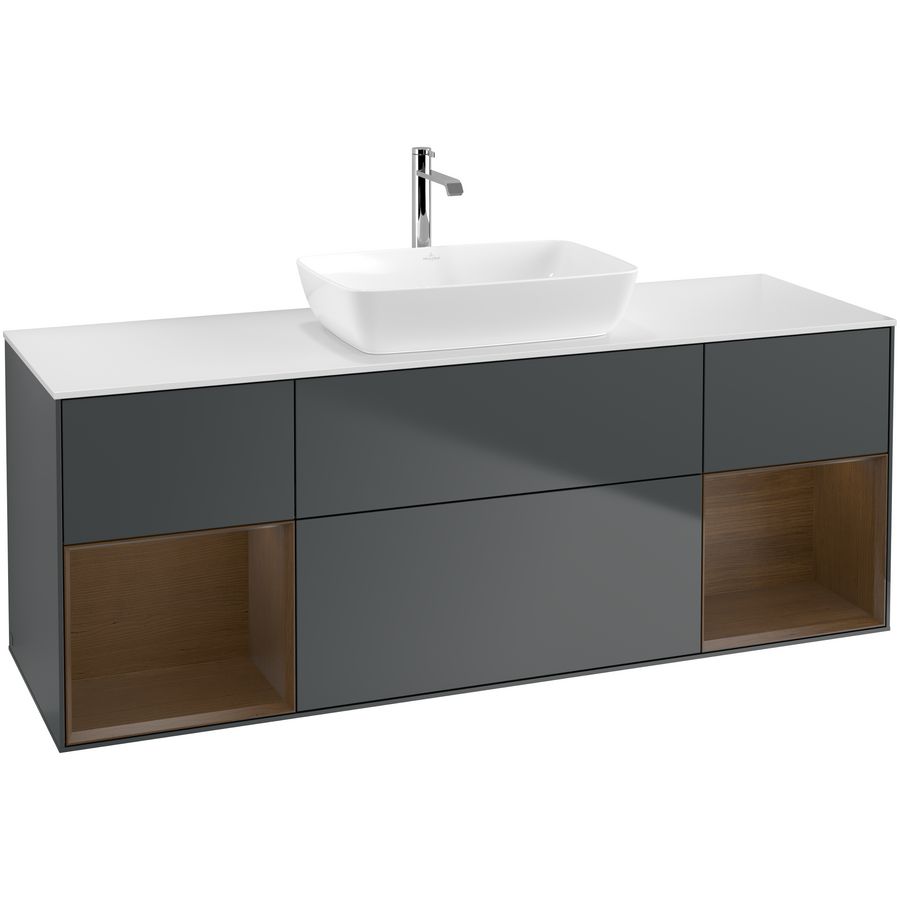 Wastafelonderkast Finion 1600x603x501mm Mid.Blue Matt Lacquer F861GNHG
