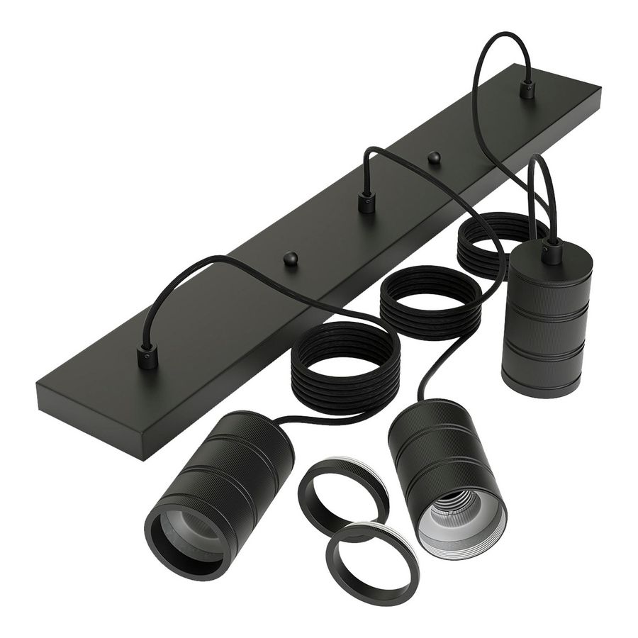 Pendel Lampfitting retro 3X2M E27 indust. zwart