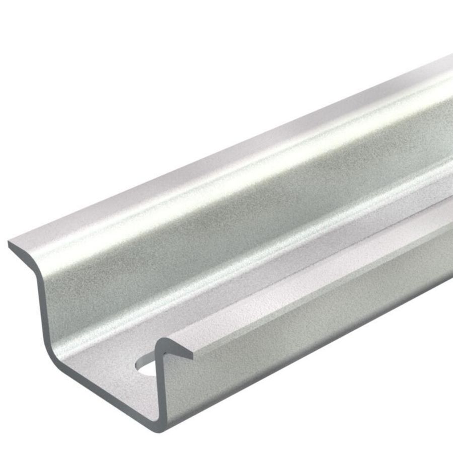 Lengte a 2m. DIN-rail geperforeerd 15mm 35x15mm staal verzinkt.