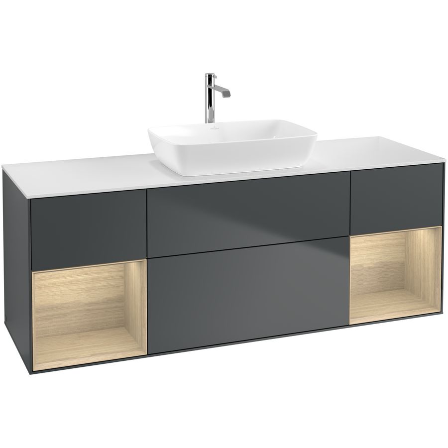 Wastafelonderkast Finion 1600x603x501mm Mid.Blue Matt Lacquer F861PCHG
