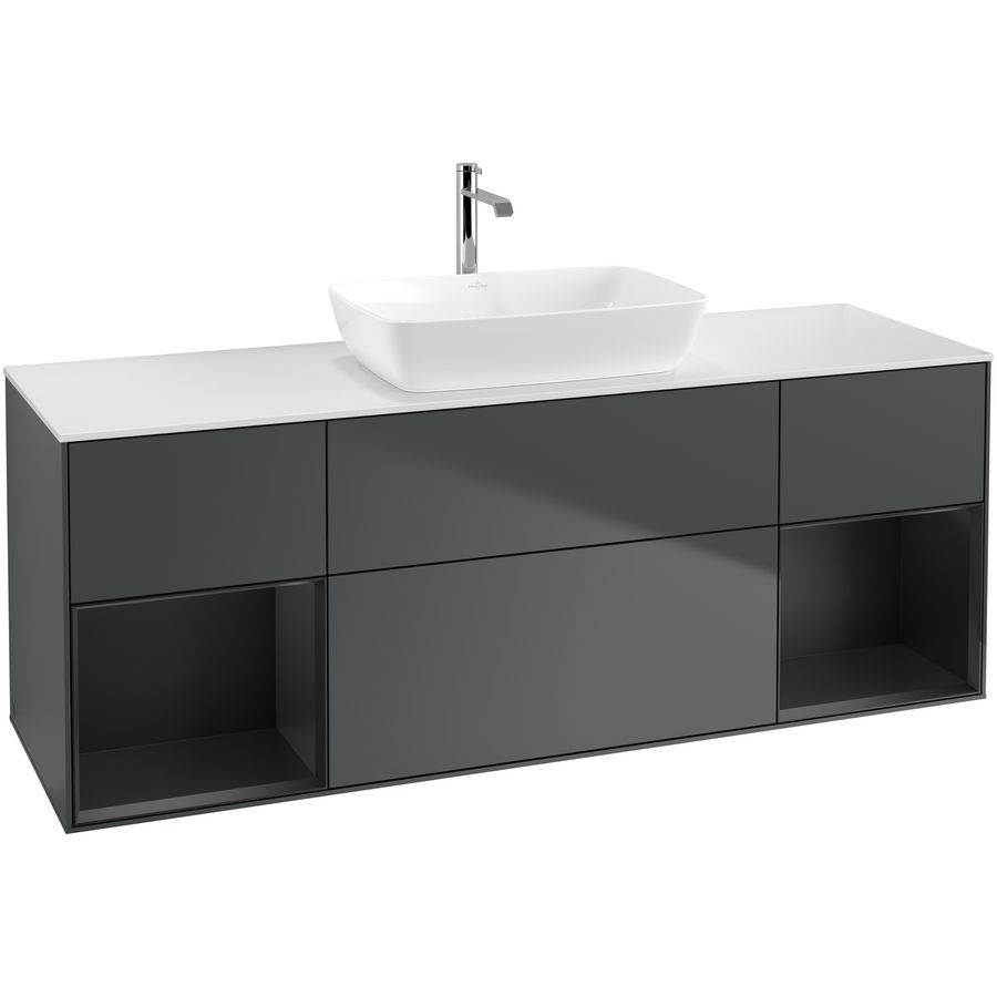 Wastafelonderkast Finion 1600x603x501mm Mid.Blue Matt Lacquer F861PDHG