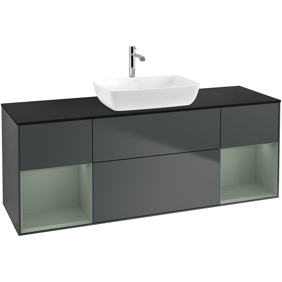 Wastafelonderkast Finion 1600x603x501mm Mid.Blue Matt Lacquer F862GMHG