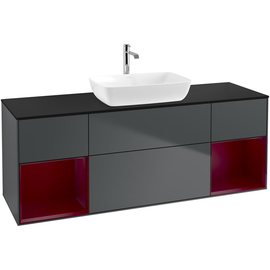 Wastafelonderkast Finion 1600x603x501mm Mid.Blue Matt Lacquer F862HBHG