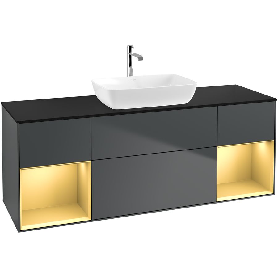 Wastafelonderkast Finion 1600x603x501mm Mid.Blue Matt Lacquer F862HFHG